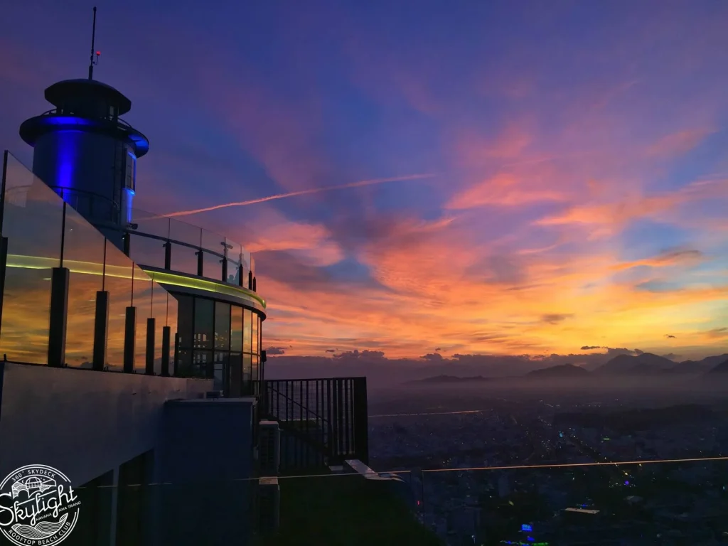 Sunset over Nha Trang from Skylight rooftop bar on Level 43