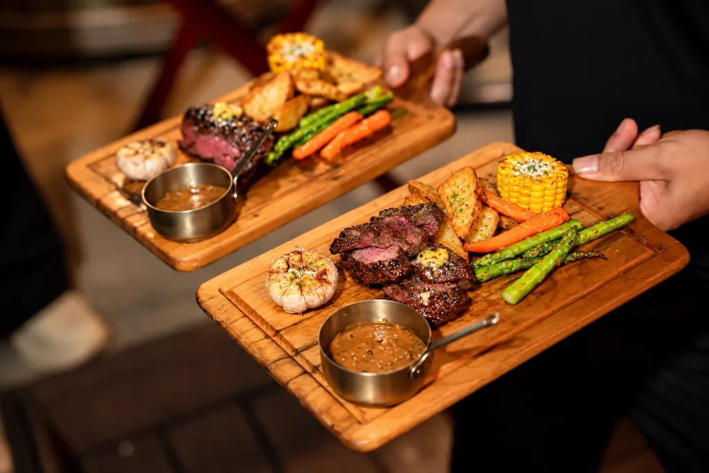 Corporate party restaurant in Nha Trang - grilled beef served at Lá Kitchen, Skylight
